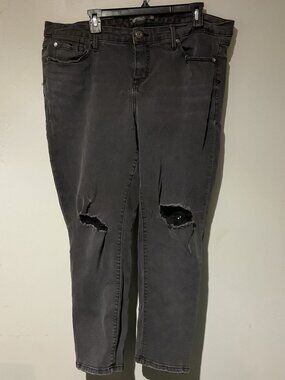 Torrid Jeans 18S Womens Black Washed Rip Jegging Distressed High Rise Stretch